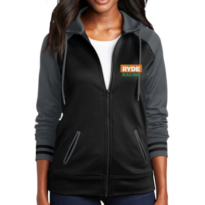 Ryde Racine - Ladies Sport Wick ® Varsity Fleece Full Zip Hooded Jacket Thumbnail